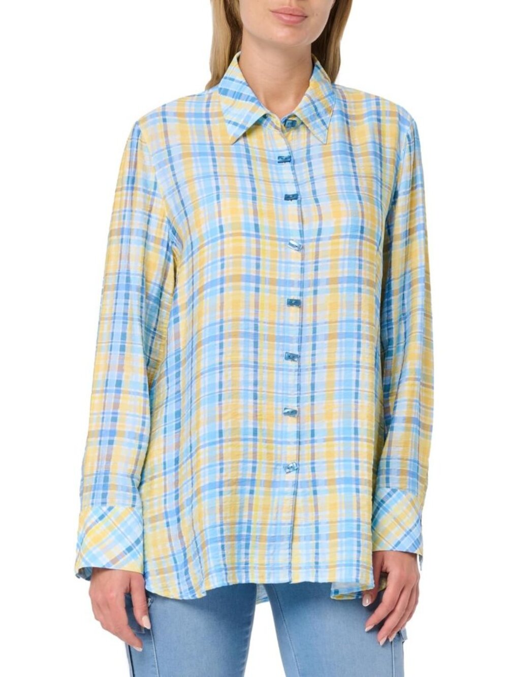 Chic Women's Turn-Up Cuff Long Sleeve Button Front & Back Shirt - Versatile